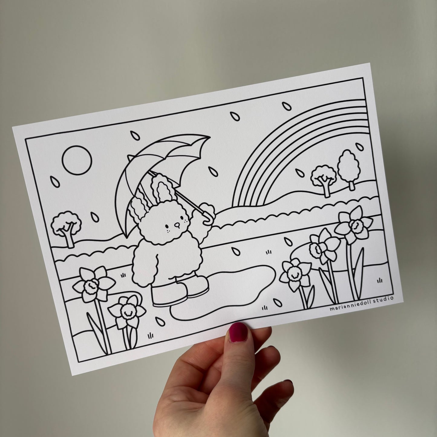 Rainy Day Colouring Page