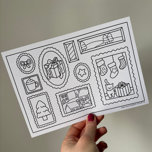 Christmas Stamps Colouring Page
