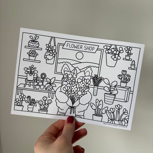 Flower Shop Colouring Page