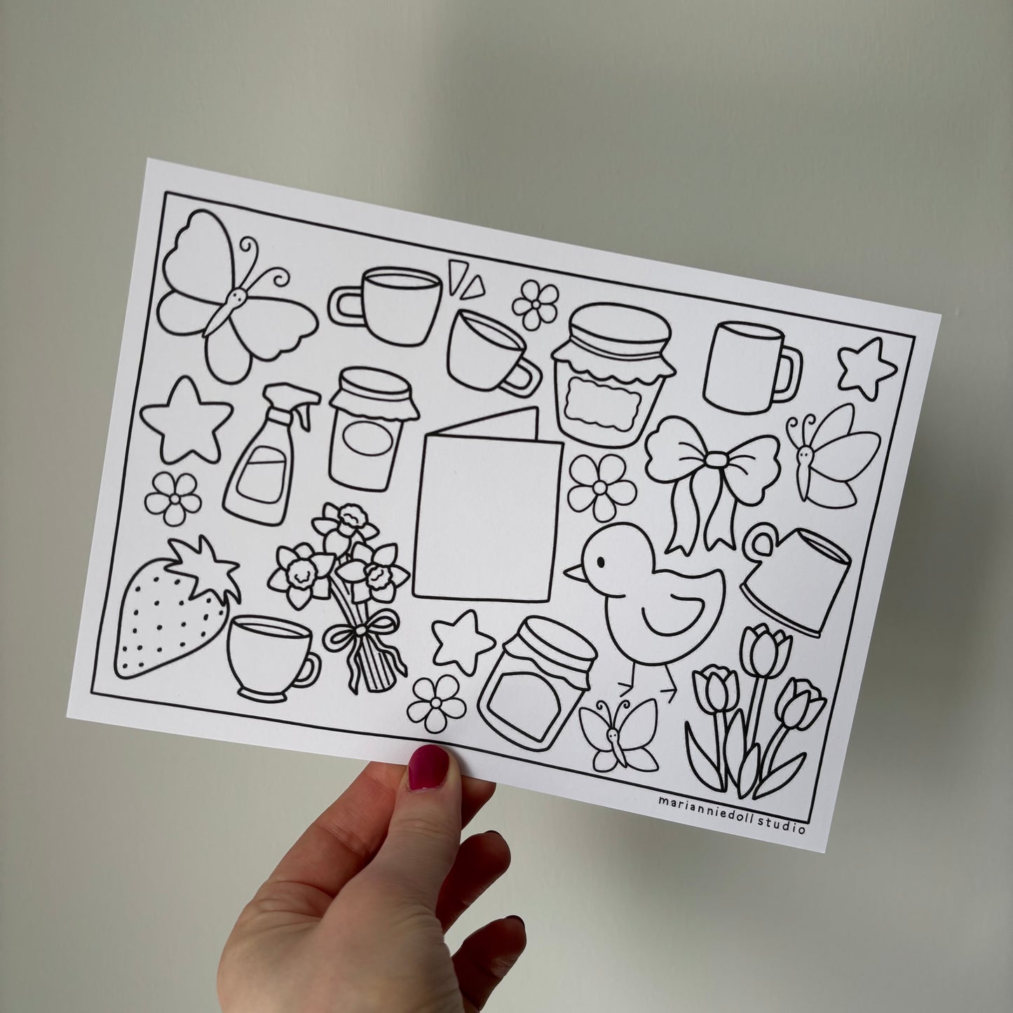 Spring Collage Colouring Page